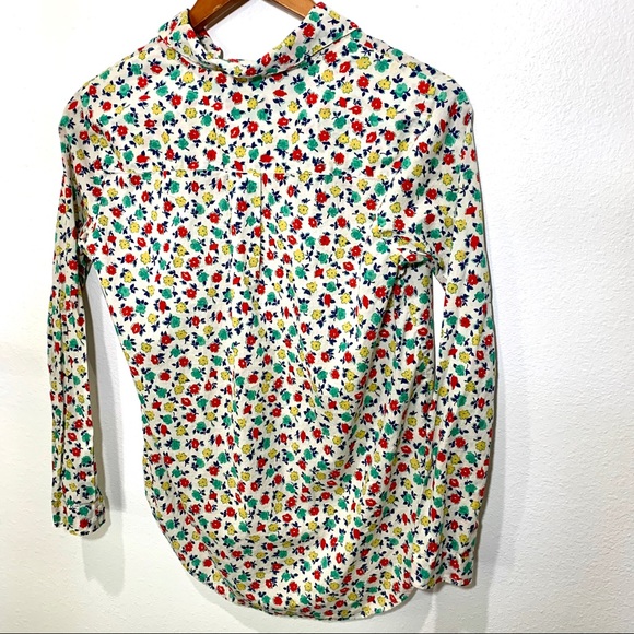 J. Crew Mercantile XS Floral Open V-Neck LS Blouse - Picture 8 of 12